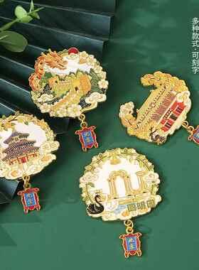 中国城市北京故宫天坛长城圆明园景区冰箱贴纪念品金属磁性贴定制