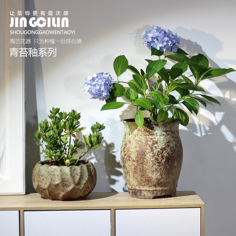 景德镇复古陶瓷盆种植鲜花庭院阳台户外园林陶罐坛子盆栽摆件花瓶
