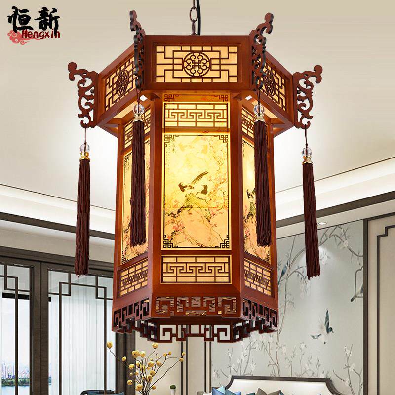 中式实木彷古六角宫灯寺庙宫廷长廊亭子古风大厅古建筑中国风灯笼