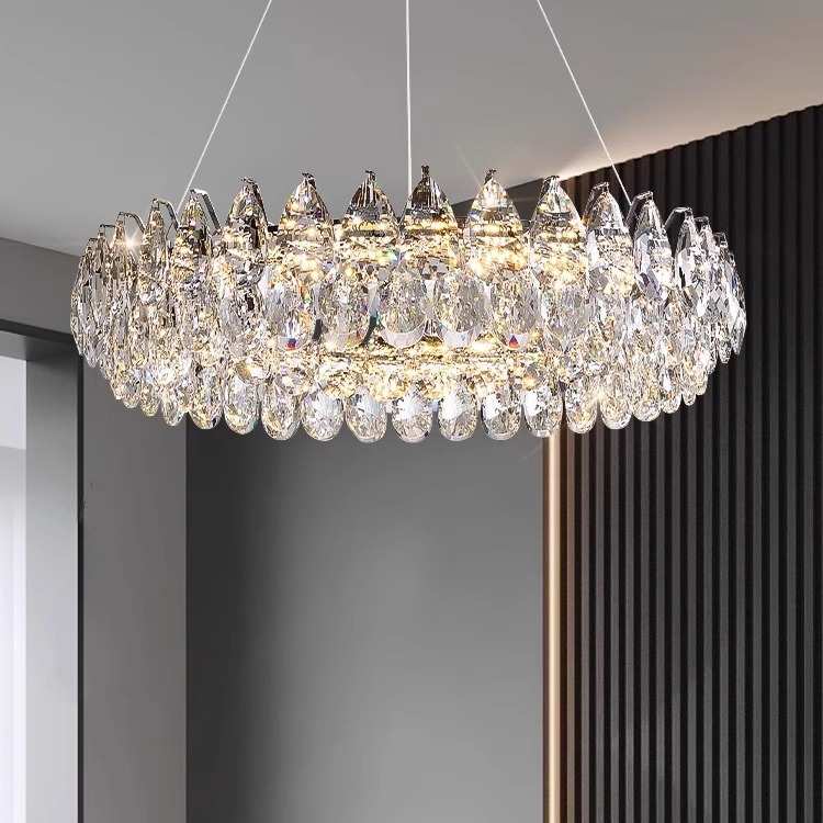 意式轻奢水晶客厅吊灯设计师款水滴创意奢华美式别墅卧室餐厅灯
