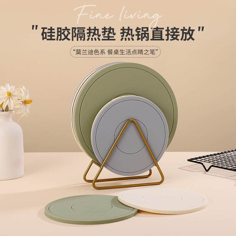 高颜值硅胶杯垫圆形砂锅垫双面可用耐高温硅胶隔热垫子定制