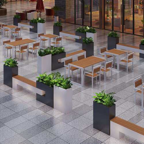 户外步行街休闲长椅花箱围栏隔断组合售楼部奶茶店外摆花槽等候椅