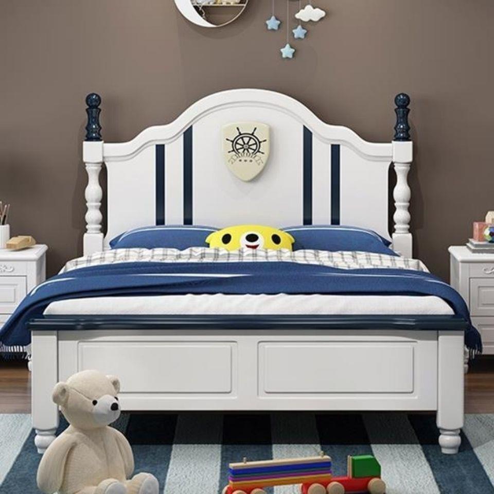 美式实单物人床1.2储1木.5米地中海床ZPL10到床15岁青少年儿童床