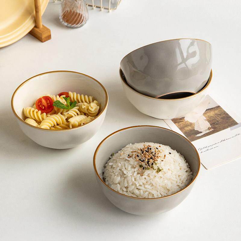 芦苇〖好看的饭碗13.86两个〗4.5英寸陶瓷小碗复古米饭碗套装微瑕