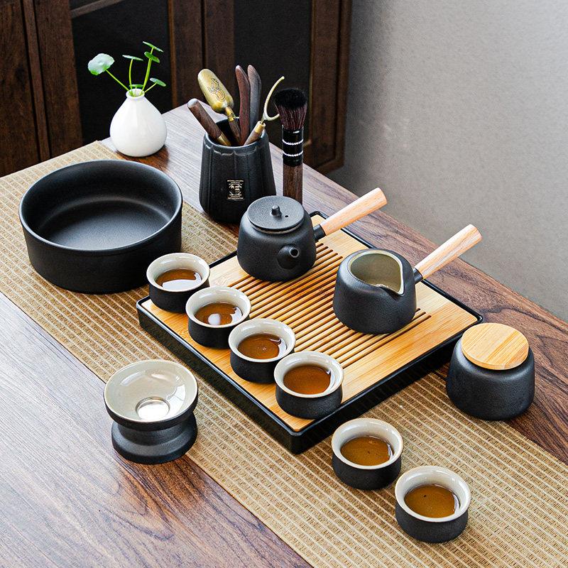 黑陶功夫茶具套装整套家用陶瓷茶壶盖碗茶杯中式覆古风简约礼盒装