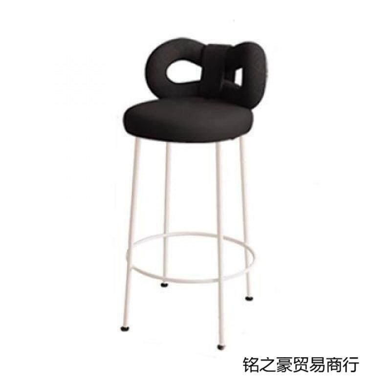 奶油风家用靠背餐椅酒吧前台旋转高脚椅吧凳设计师创意咖啡厅台凳