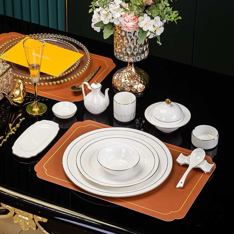 景德镇餐具摆台套装可家用酒店会所包厢骨瓷餐具陶瓷摆台批发送礼
