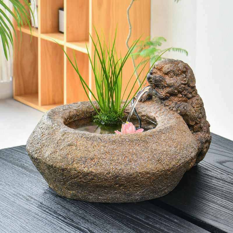 桌面流水摆件客厅玄关装饰落地水景貔貅招财鱼缸喷泉庭院鱼池造景