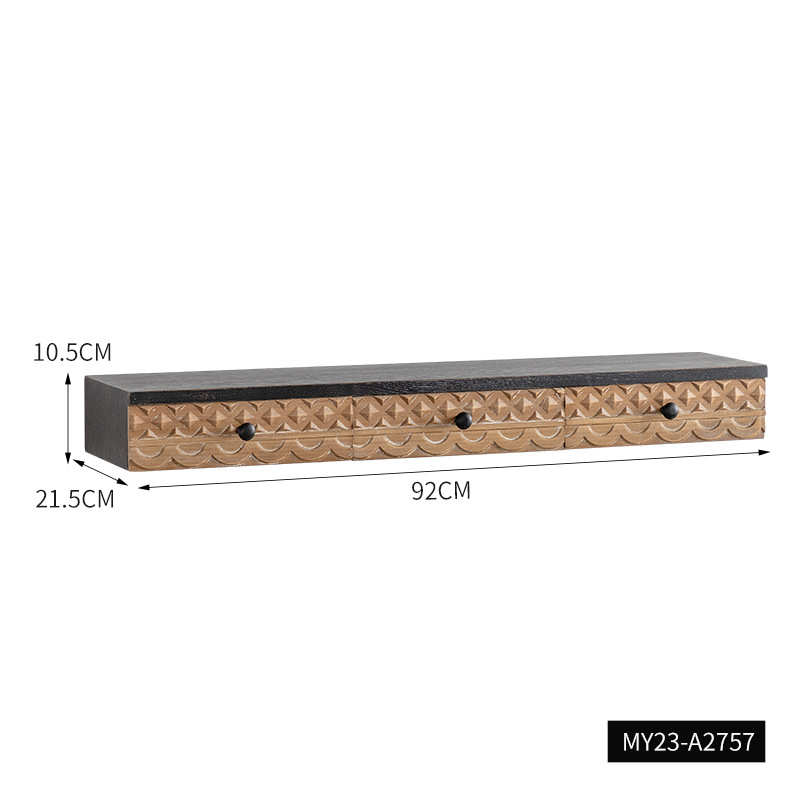 复古民架板带雕花做搁宿物抽屉装饰吊置创意架旧风背景柜壁挂田园