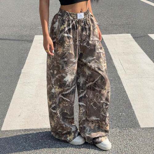 Women's Leopard Print Wide Leg Pants