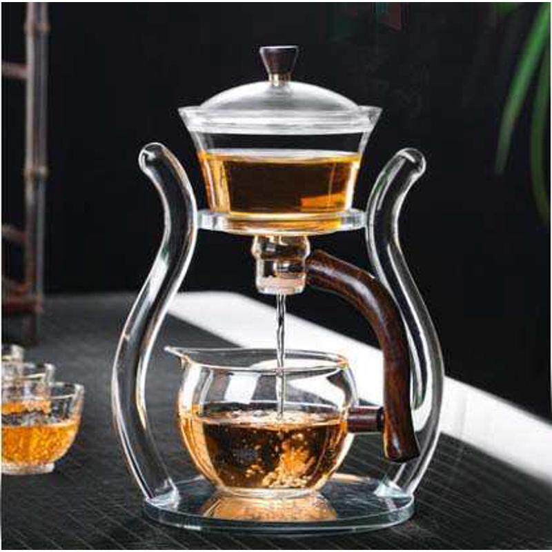 网红创意自动玻璃功夫茶具茶杯套装透明泡茶器简约耐热懒人茶壶