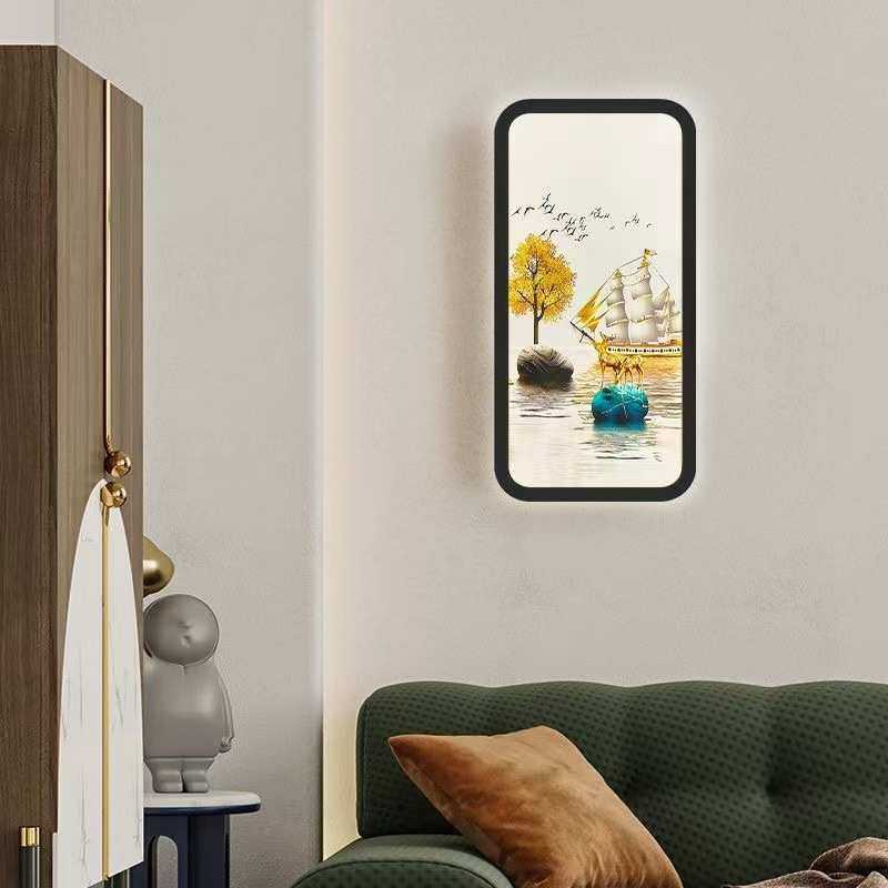 中式壁画灯楼梯走廊床头卧室客厅背景过道装饰墙壁灯现代灯具led