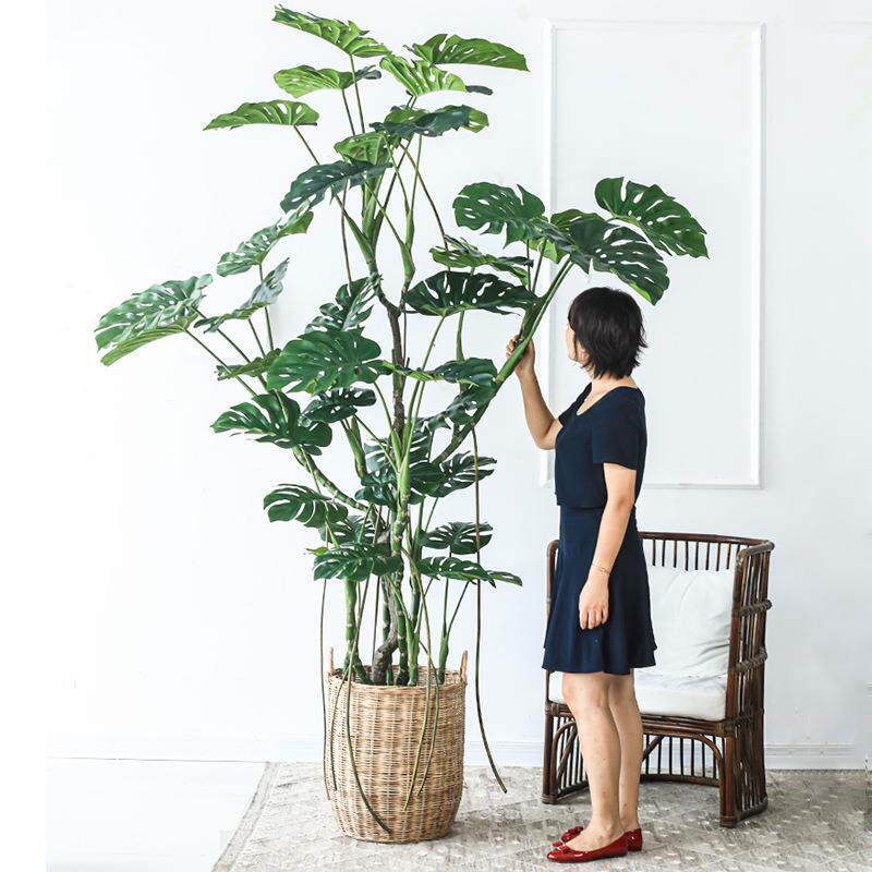 龟背竹假绿植盆栽室内装饰仿真植物摆件道具花艺家居装扮