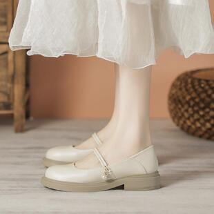 春夏新中式鞋子浅色玛丽珍女鞋平底旗袍鞋伴娘鞋浅口单鞋配0304d