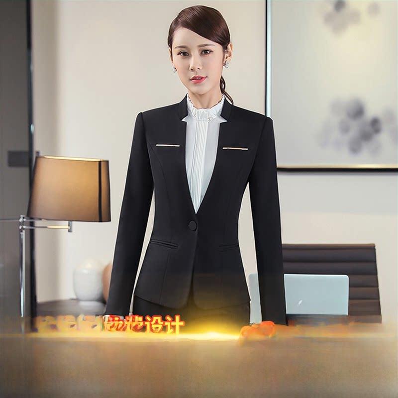 酒店前台收银领班 经理餐饮服务员工作服长袖西服职业套装女秋冬