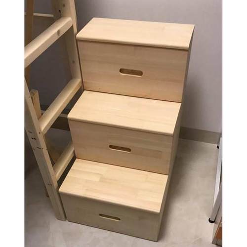 5ZV7批发简易实木梯子木楼梯实木梯凳两用带抽屉收纳梯柜木抽屉床