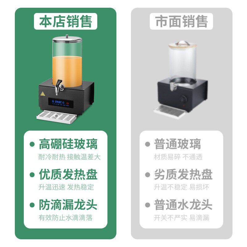 玻璃罐牛奶鼎电加热自助餐果汁鼎商用透明豆浆保温桶带龙头饮料机