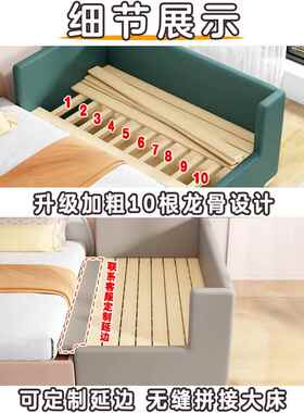 t儿童男女孩新生婴儿平接床软床包护f栏宝宝床9-8-8-8-加宽带大人
