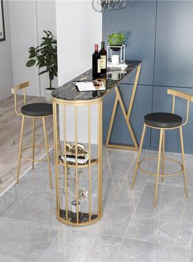 大理石吧桌小户型家用现代简约脚靠KYL0123窗墙欧台式餐桌椅组合