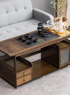 移动桌家茶台边柜泡茶车实木客厅茶矮茶几用AKY小烧水壶一体茶水