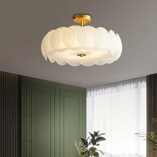 卧室灯现代简约法式 主卧室房间灯 网红led吸顶灯圆形玻璃轻奢意式