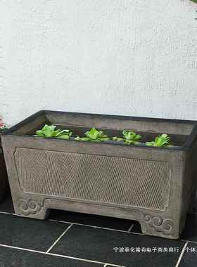 户外阳布台养鱼池造景摆件庭KDL院室外古小法鱼缸景观院子置落地