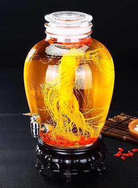 xyt磨砂口玻璃泡酒瓶带龙头大容量专用酒瓶杨梅家用泡酒坛子10斤2