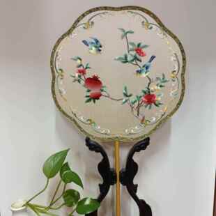 苏绣机绣团扇双面异色绣花扇湘妃竹手工宫廷刺绣扇子古风汉服婚礼