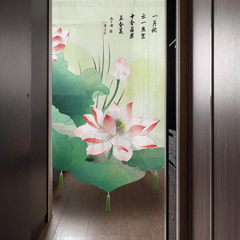 2025年新款高级感中式荷花长版卧室门帘遮挡隔断窗化解门对门凝视