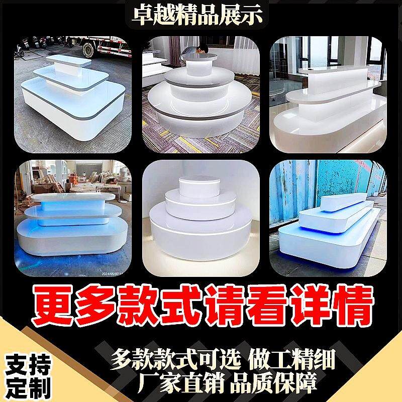 商场中岛台展示柜创意烤漆鞋包多层发光展台置物架商用展示柜定制