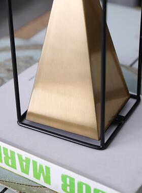 现代简约样板房金属假山摆件家居软装饰品客厅电视柜轻奢台面摆件