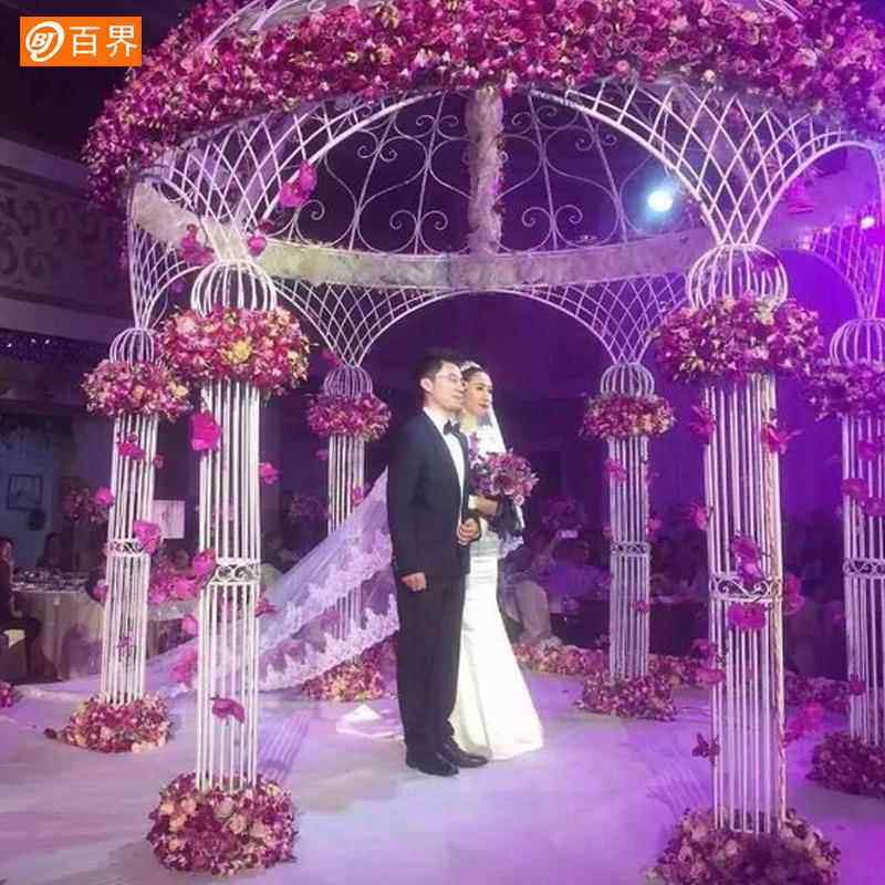 百界婚庆铁艺亭子六柱蒙古包婚礼仪式亭户外铁艺景观亭子花亭拱门