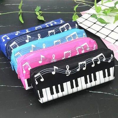 Creative Music Notes Piano Keyboard Pencil Case Canvas Pen