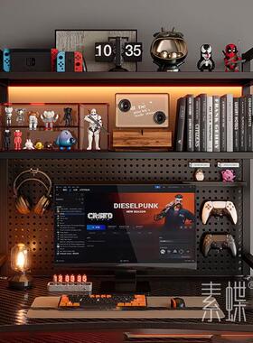 现代简约桌上桌面台上电脑桌层架置物架钢架组装双层收纳架E4205