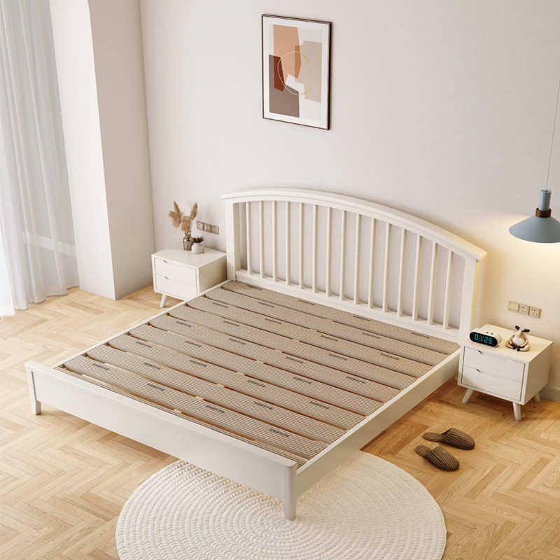 北欧实木床奶油风现代简约双人床主卧床公寓民宿单人,住宅家具,实木床,淘宝优惠券,粉丝福利购,淘宝优惠卷