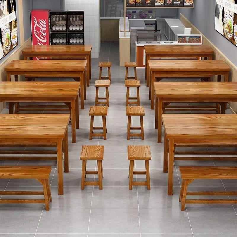 实木碳化餐桌饭店闲鱼二手家具旧货市场面馆火锅店商用餐桌椅组合