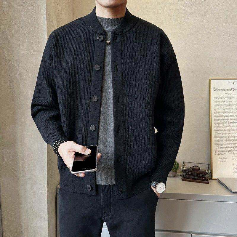 潮牌痞帅高级感棒球领休闲开衫夹克男士秋冬时尚简约潮流保暖外套