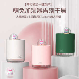 萌宠USB充电兔子加湿器办公桌面家用喷雾补水七彩氛围灯 2023新款