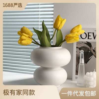 摆件家居装饰简约甜甜美贝汉奶油装采软圈花瓶热陶瓷