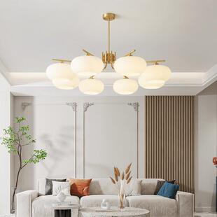 全铜客厅吊灯现代简约北欧客厅灯奶油风分子魔豆卧室灯具客厅主灯