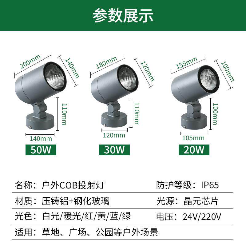 led射灯户外防水景观室外草坪灯20W插地灯射树灯背景广告牌投射灯