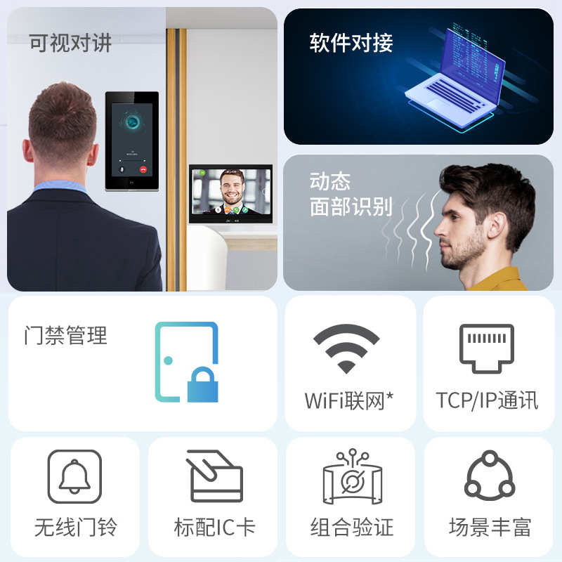 ZKTeco中控可视对讲指纹人脸识别考勤门禁一体机ZFace1701门禁机