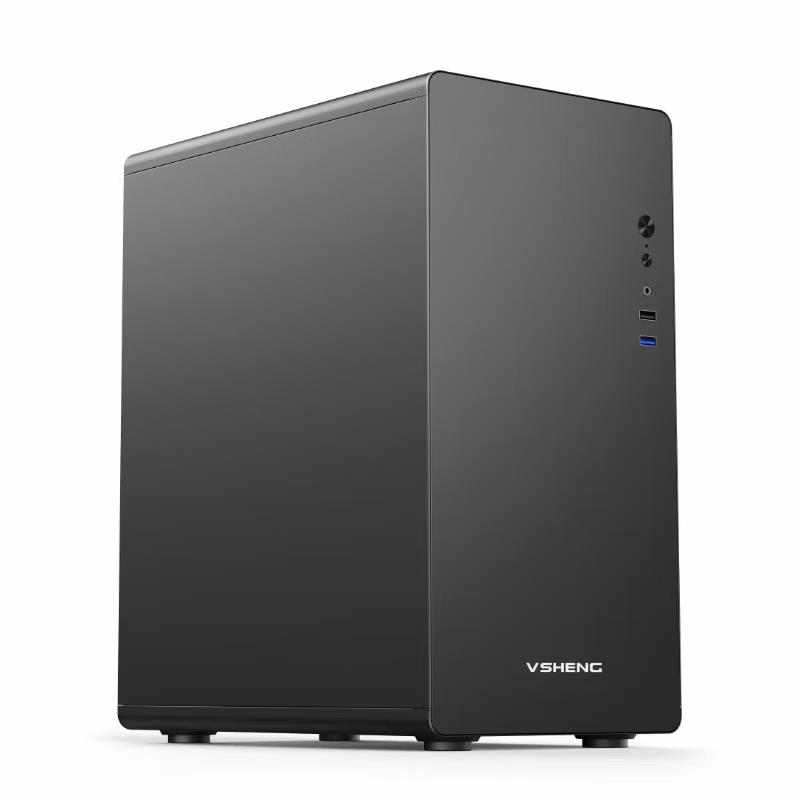 韵美达卧式 下置电源位台式电脑小机箱matx不侧透usb3.0厚板材机