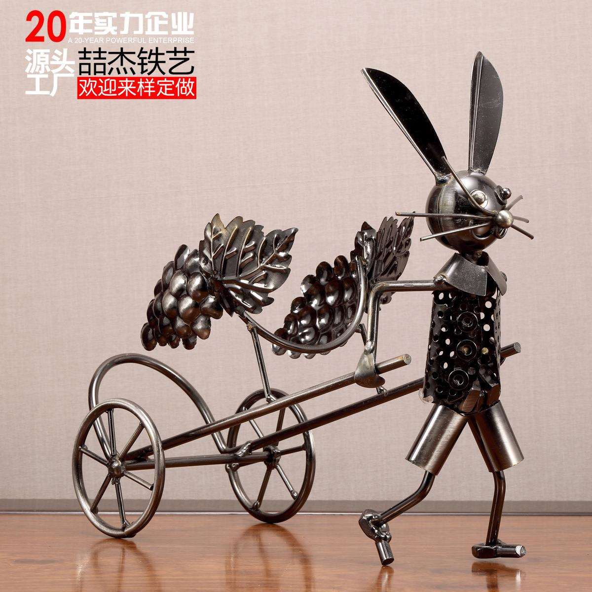 铁艺酒装饰品创架意红酒架酒装饰赏品摆件铁质酒架具有123观柜价