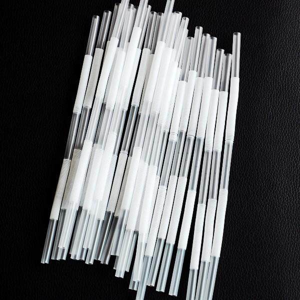 双童吸管透明双弯吸管 白色双弯头果汁造型吸管弯曲100支每包水杯