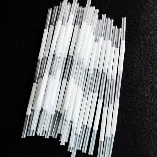 双童吸管透明双弯吸管 白色双弯头果汁造型吸管弯曲100支每包水杯