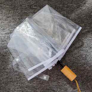 木柄透明雨伞手绘折叠伞三折伞小清新成人绘画 画加厚防风旅游遮