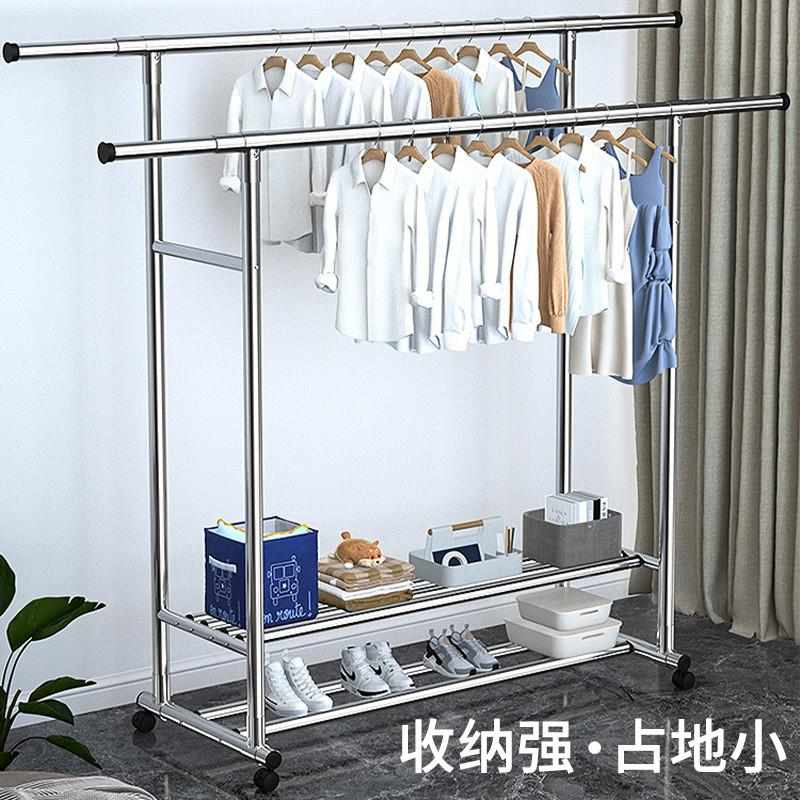简易衣帽架落地卧室内家用挂衣架宿舍折叠晾衣杆阳台凉晒衣服架猫
