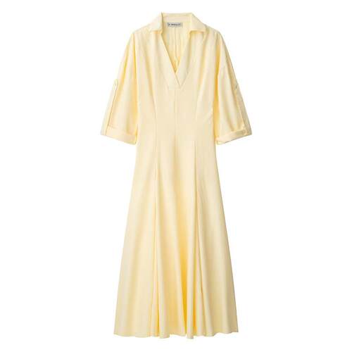 Women's long sleeved lapel shirt trench coat long dress