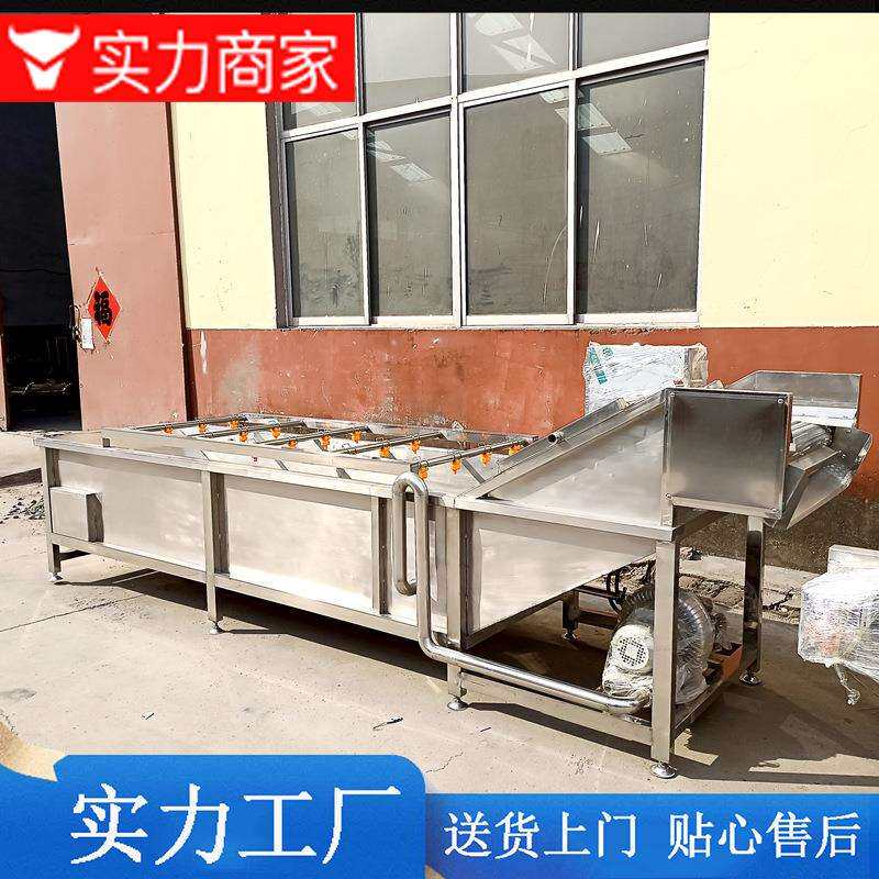 全自动洗菜机 蔬菜预制菜净菜辣椒清洗机设备 果蔬气泡清洗风干线